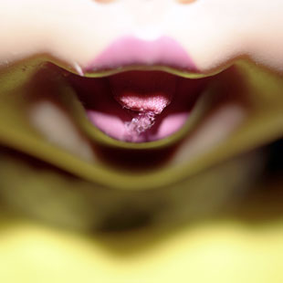 Diana Thorneycroft, Doll Mouth (torn tongue), 2004, c-print, 101.6 x 101.6 cm